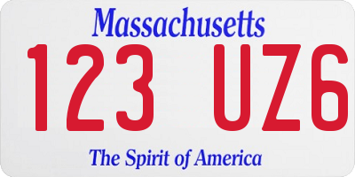 MA license plate 123UZ6