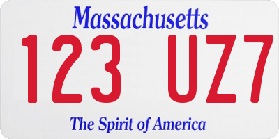 MA license plate 123UZ7