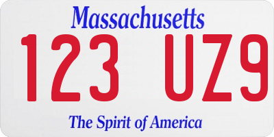MA license plate 123UZ9