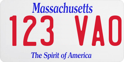 MA license plate 123VA0