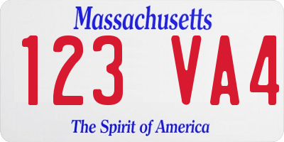 MA license plate 123VA4