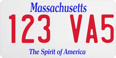 MA license plate 123VA5