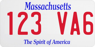 MA license plate 123VA6