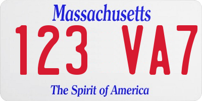 MA license plate 123VA7
