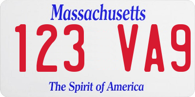 MA license plate 123VA9