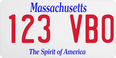 MA license plate 123VB0