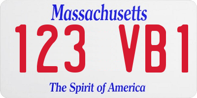 MA license plate 123VB1