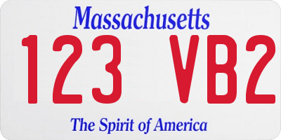 MA license plate 123VB2