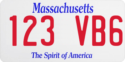 MA license plate 123VB6