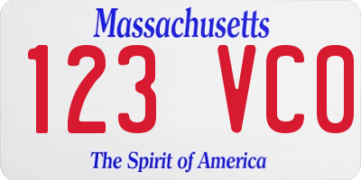 MA license plate 123VC0