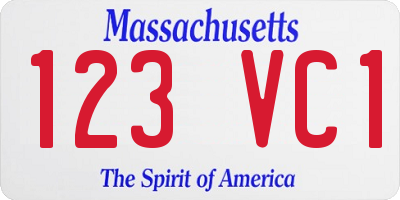 MA license plate 123VC1