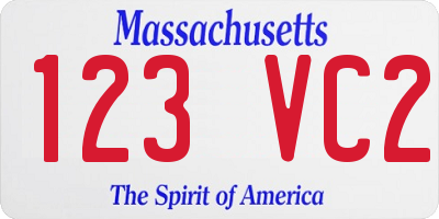 MA license plate 123VC2