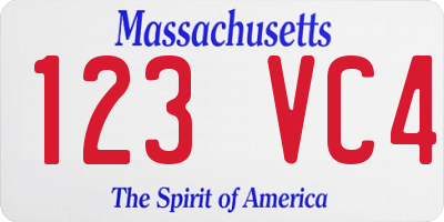 MA license plate 123VC4