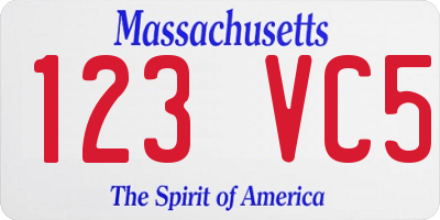 MA license plate 123VC5