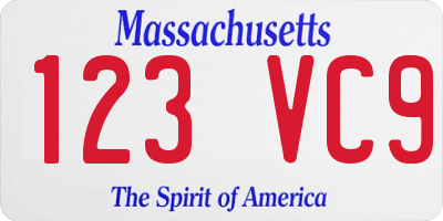 MA license plate 123VC9