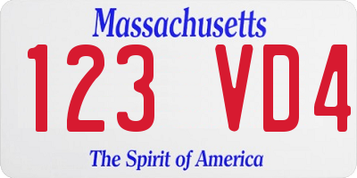 MA license plate 123VD4