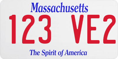 MA license plate 123VE2