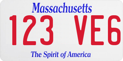 MA license plate 123VE6