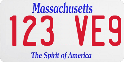 MA license plate 123VE9