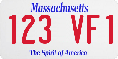 MA license plate 123VF1