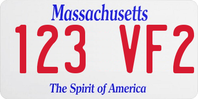 MA license plate 123VF2