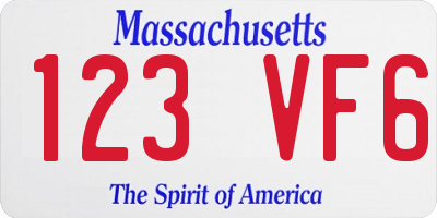 MA license plate 123VF6