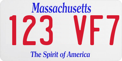 MA license plate 123VF7