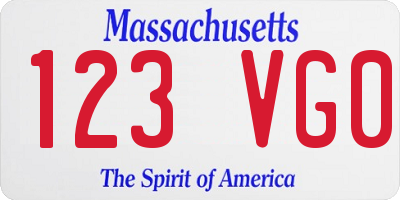 MA license plate 123VG0