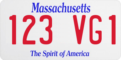 MA license plate 123VG1