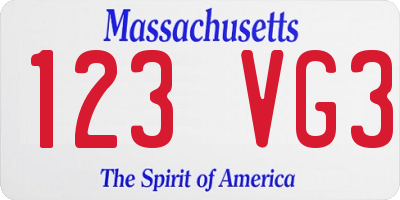 MA license plate 123VG3