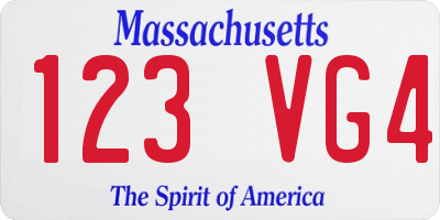MA license plate 123VG4