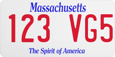 MA license plate 123VG5