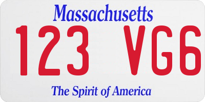 MA license plate 123VG6