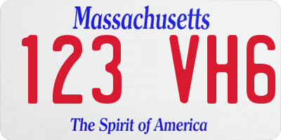 MA license plate 123VH6