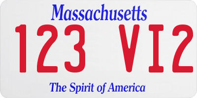 MA license plate 123VI2