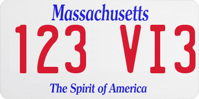 MA license plate 123VI3