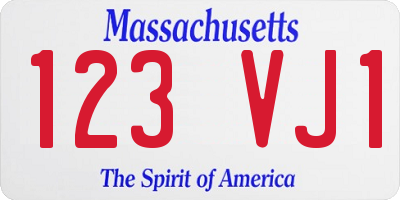 MA license plate 123VJ1