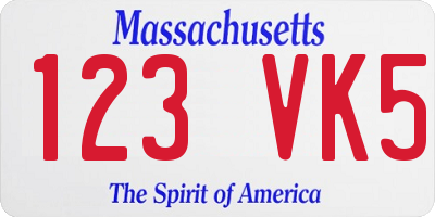 MA license plate 123VK5
