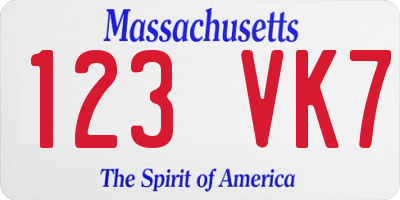 MA license plate 123VK7