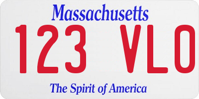 MA license plate 123VL0
