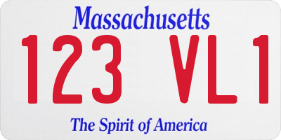 MA license plate 123VL1