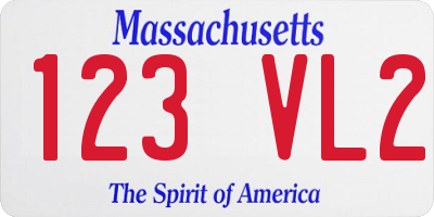 MA license plate 123VL2