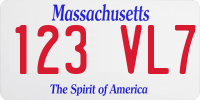 MA license plate 123VL7