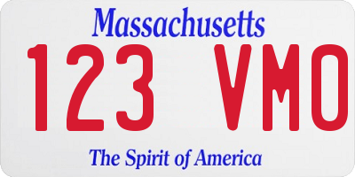 MA license plate 123VM0