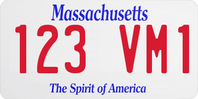 MA license plate 123VM1