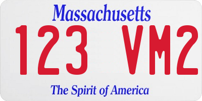 MA license plate 123VM2