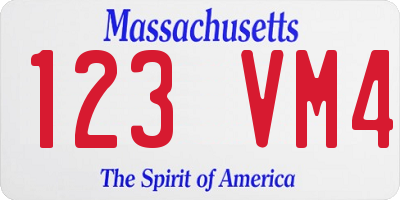 MA license plate 123VM4