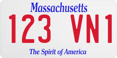 MA license plate 123VN1