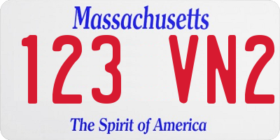 MA license plate 123VN2