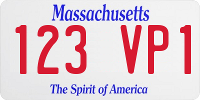 MA license plate 123VP1